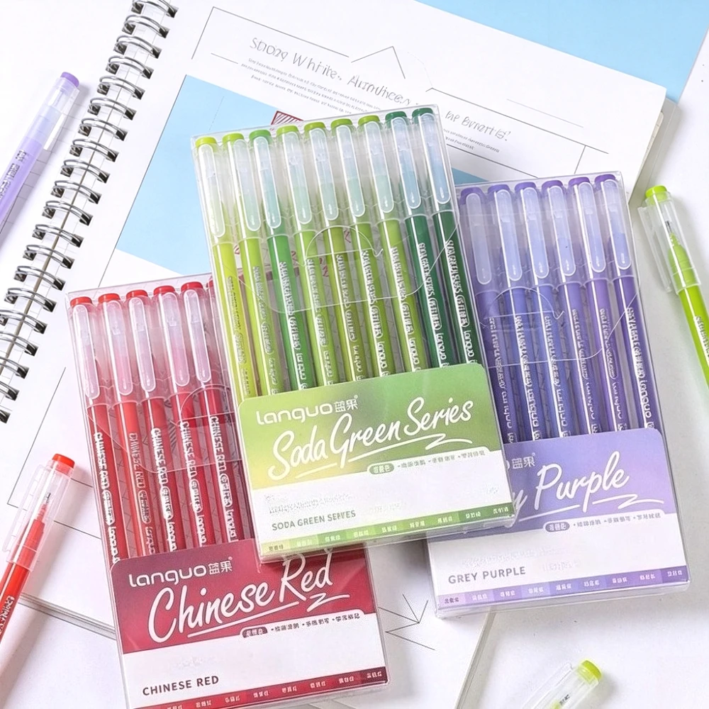 9Pcs Vibrant Color Gel Pen Set ST Nib, Smooth Writing for Journal Drawing Marking Notes, Back‑to‑School Student Learning Office