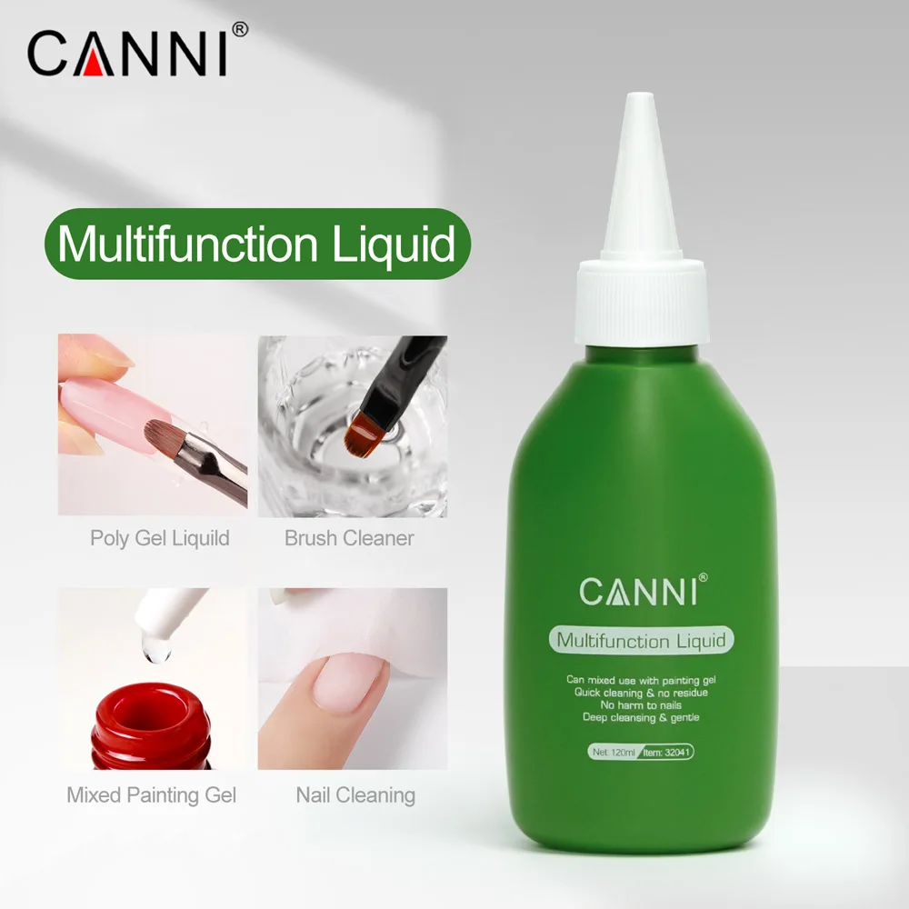 CANNI 120ml Multifunction Nail Liquid High Quality Nail Brush Cleaning Slip Solution Nail Polish Romver Poly Gel Liquid