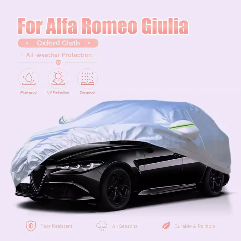 

For Alfa Romeo Giulia Full Car Cover Reflective Strips Waterproof Snowproof Dustproof UV Protection Exterior Accessories