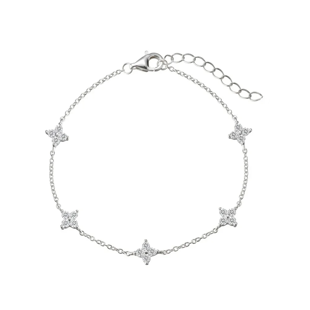 New Stainless Steel Zircon Necklaces for Women 18K Gold Plated Four Leaf Grass Collar Chain Necklace Luxury Jewelry Gift image 6