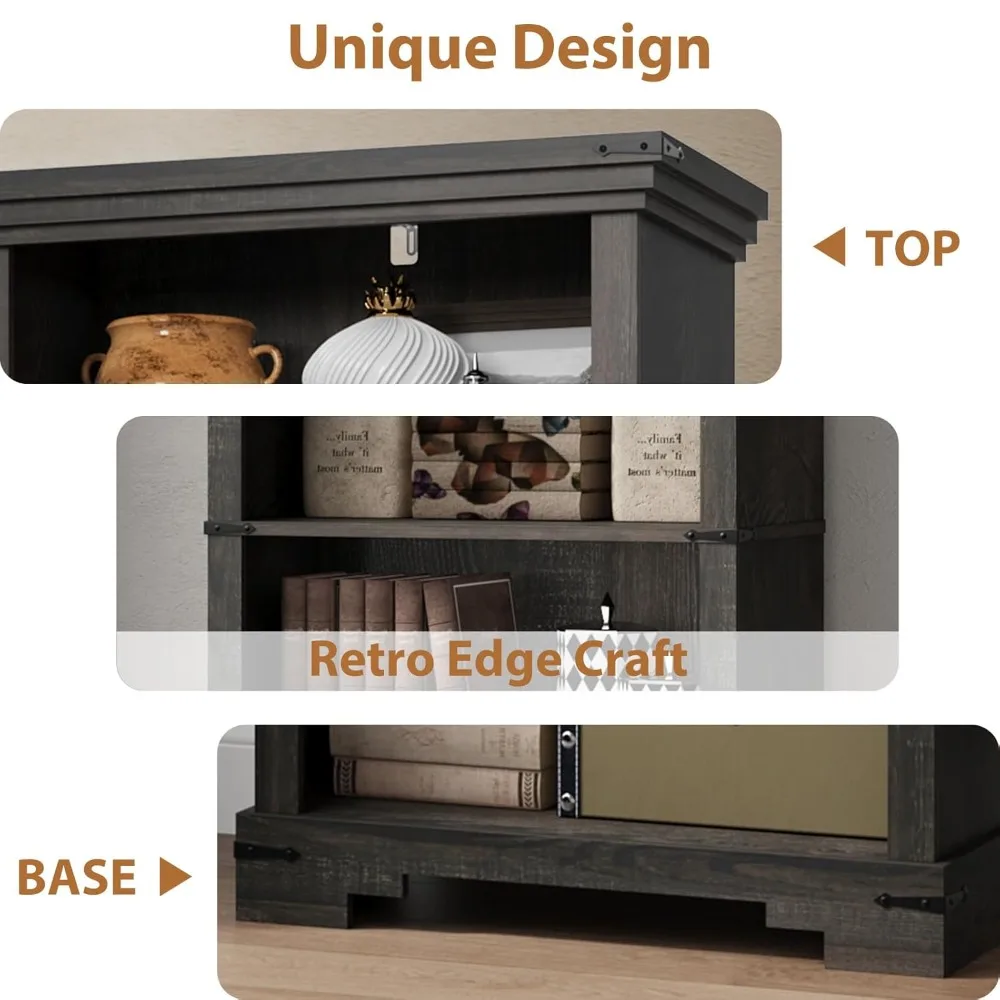 

6-ярусная книжная полка в стиле фермерского дома, высотой 73 дюйма, с уникальным дизайном и 2 регулируемыми полками, деревянная книжная полка, на заказ