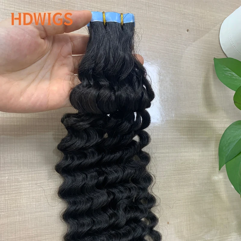 Tape in Hair Extensions Human Hair Deep Wave Brazilian Remy Human Hair 2g/pc 2.5g/pc 20pcs Natural Hair Extension Ombre Blonde