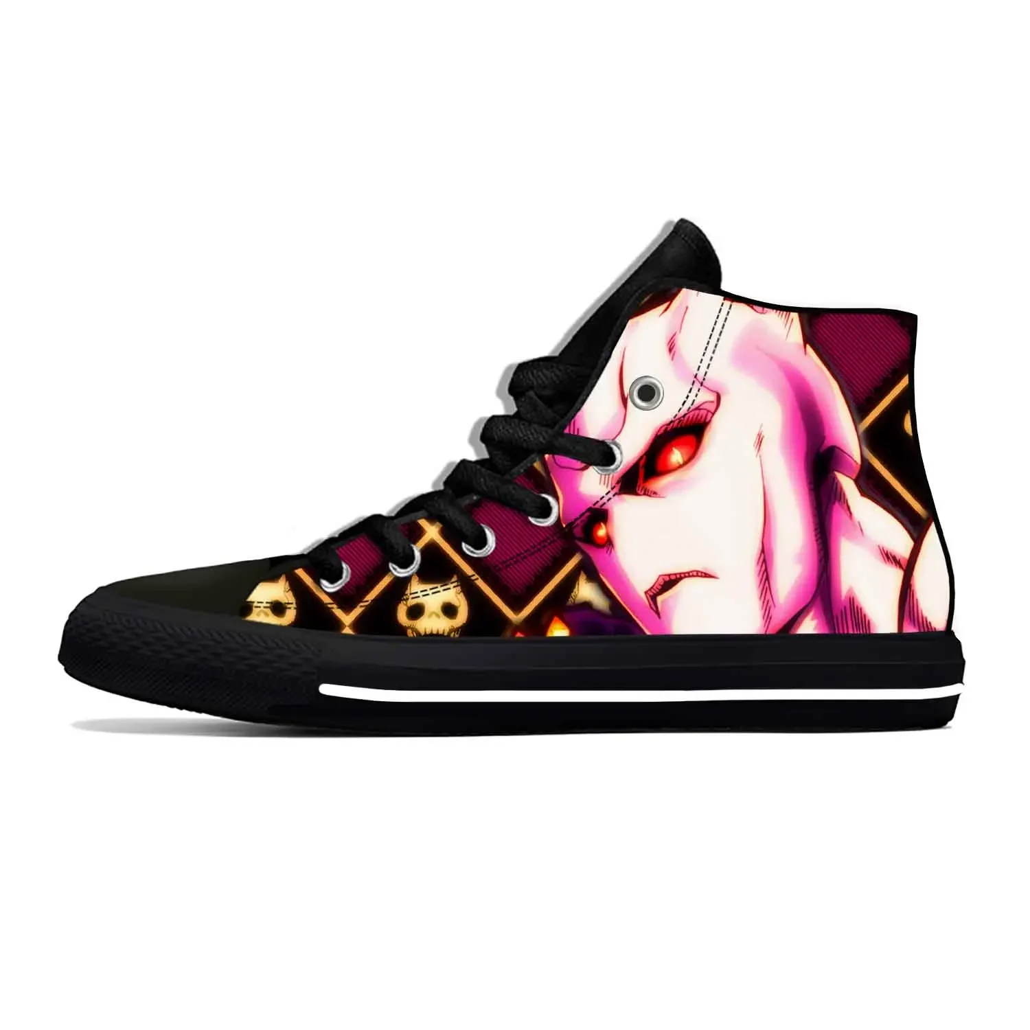 

Hot Summer Anime Cartoon Killer Queen JoJo Bizarre Adventure Casual Cloth Shoes Men Women Sneakers High Help Classic Board Shoes