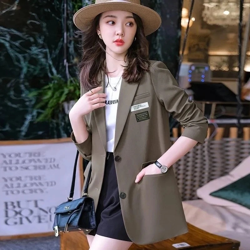 

Women Jackets Small Notched Suit Women's Coat Casual Small Loose Korean Version Small Suit Women's Design Sense Blazer