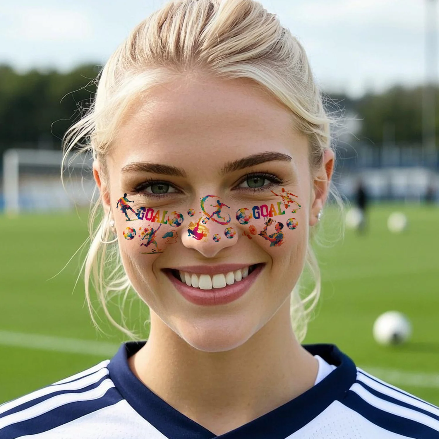 1 pièces peint Football Blush taches de rousseur visage autocollant Football poudre peinture coupe du monde étanche tatouage autocollant visage Decora