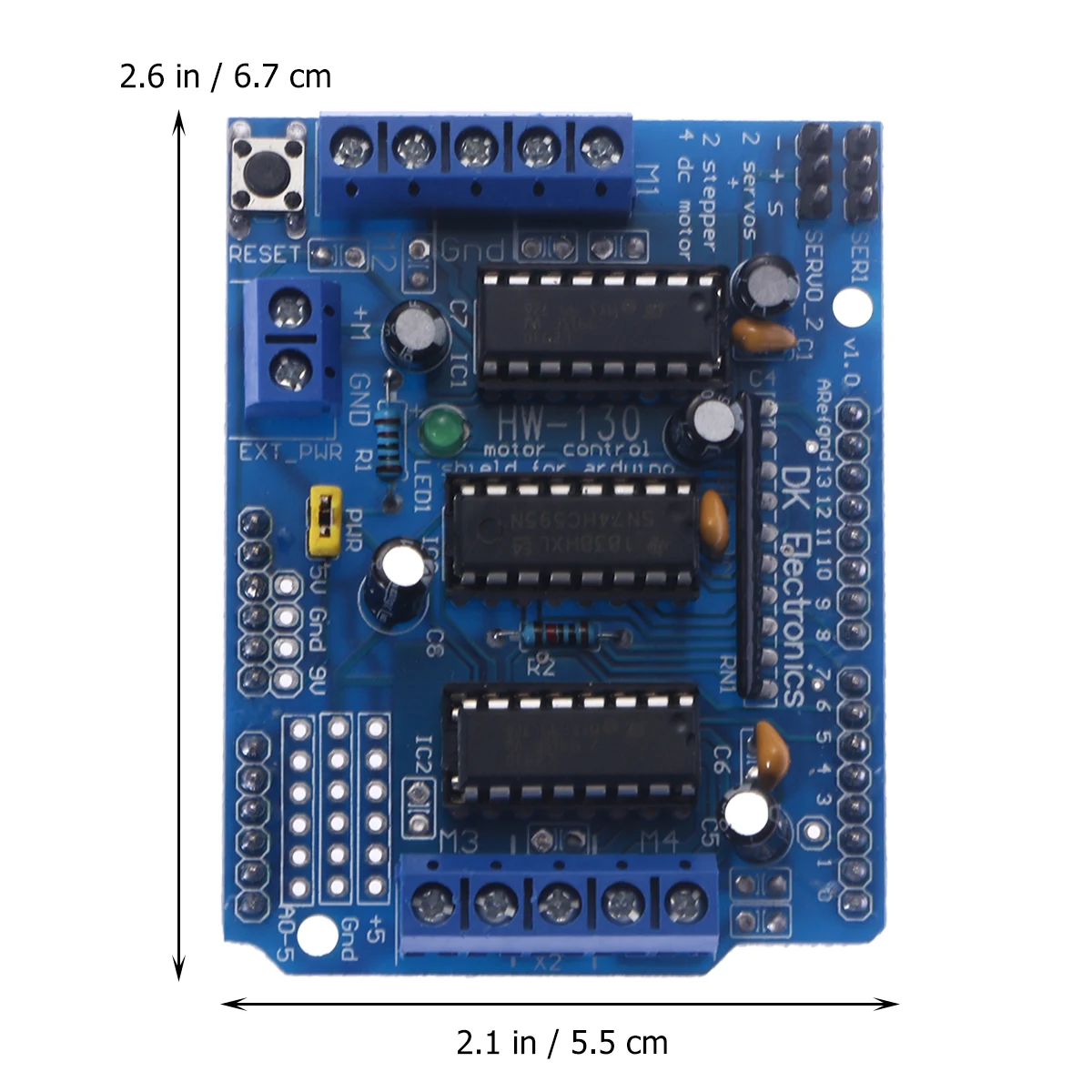L293D موتور درع متوافق مع ميجا Duemilanove 5 فولت محرك سيرفو 4 محركات تيار مستمر 2 السائر 6.8X5.5X2Cm Pcb لوحة معدنية