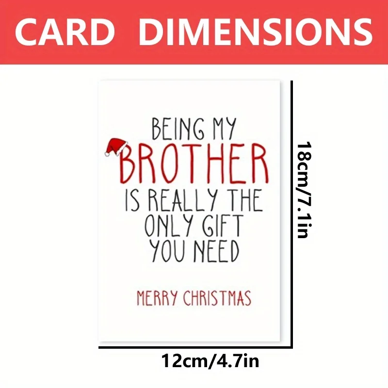 1pc, Christmas time card, Merry Christmas card, December Christmas card, funny brother Christmas card, for brother family