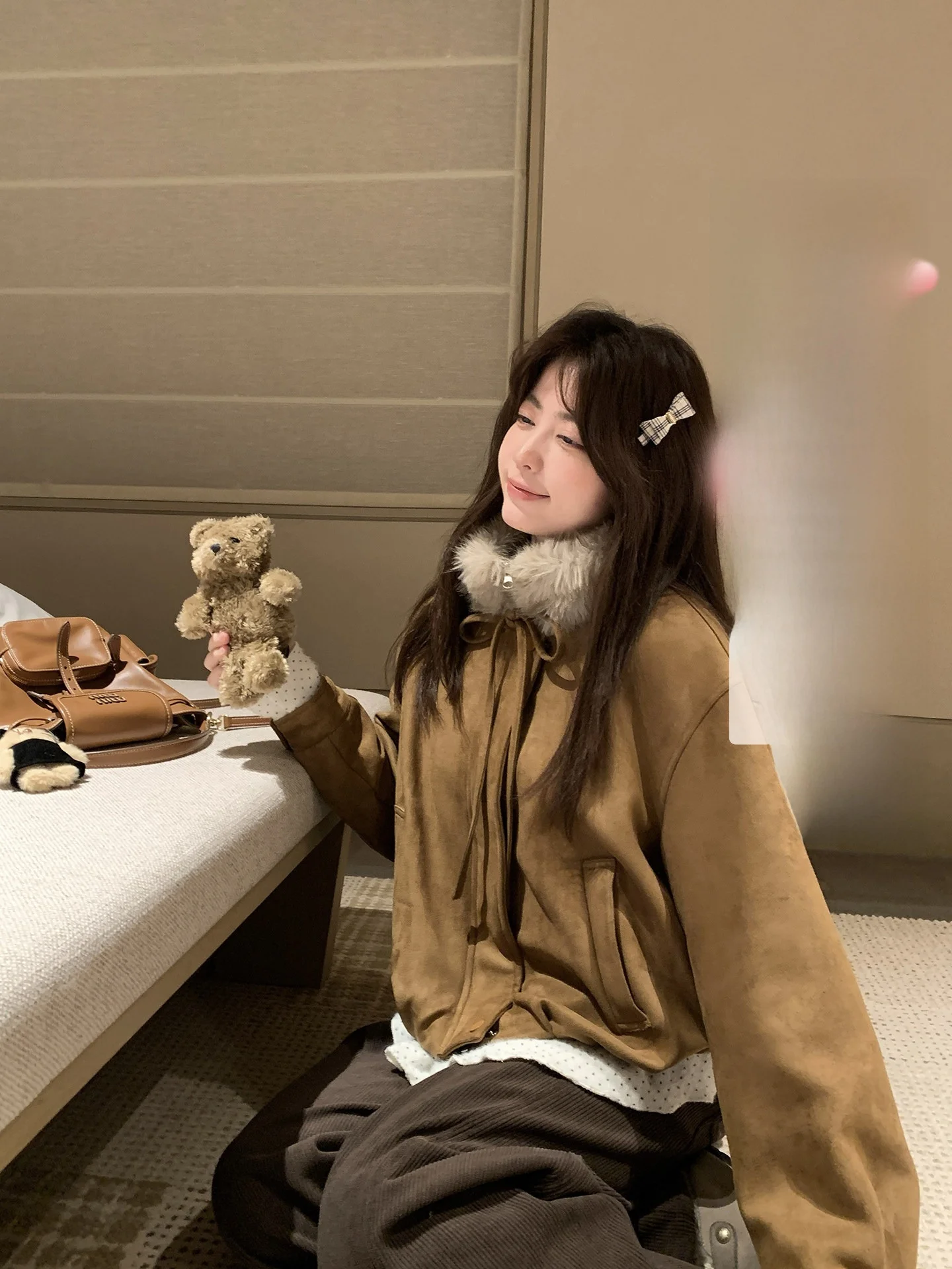 

Faionable Suede Cotton Jaet Women's Winter Coat Stand Collar Zipper Closure Thiened Long Sve Korean Sle PtonUmi