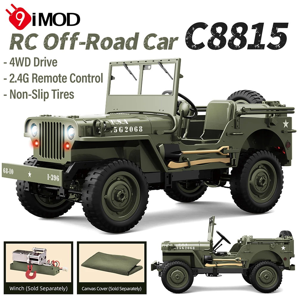 9IMOD C8815 RC Car Jeep 2.4GHZ 4WD 17G Servo 50M Distance Multi-Purpose Off-Road Car For SandyAreas Hillsides Grasslands