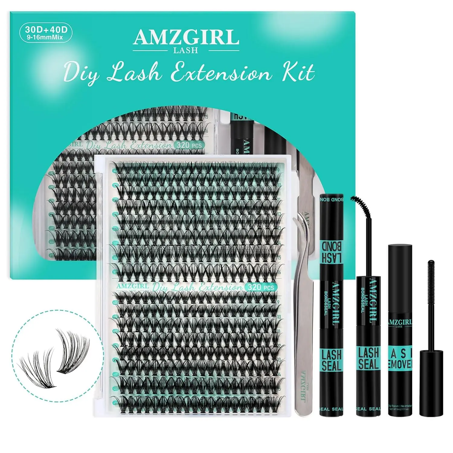 320PCS 30D+40D Individual Pre Cut Cluster Lashes Individual Eyelash Extensions Kit Invisible Band Segment Lashes