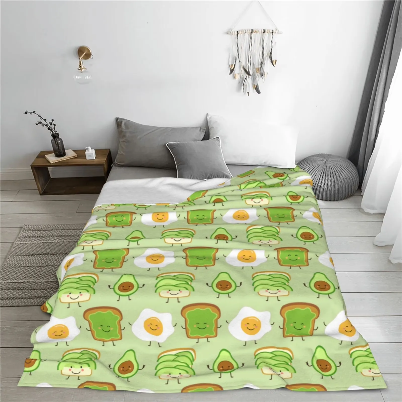 Avocado Toast Print Fleece Blanket Plush  Fluffy Throw for Sofa Couch