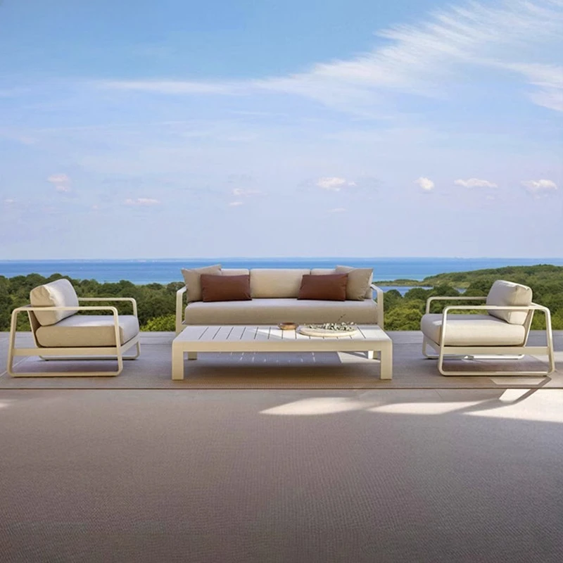 

Vine Dynasty Garden Garden Outdoor Sofa Aluminum Alloy Coffee Table Combination Hotel Villa Terrace Outdoor Industrial Wind Furn