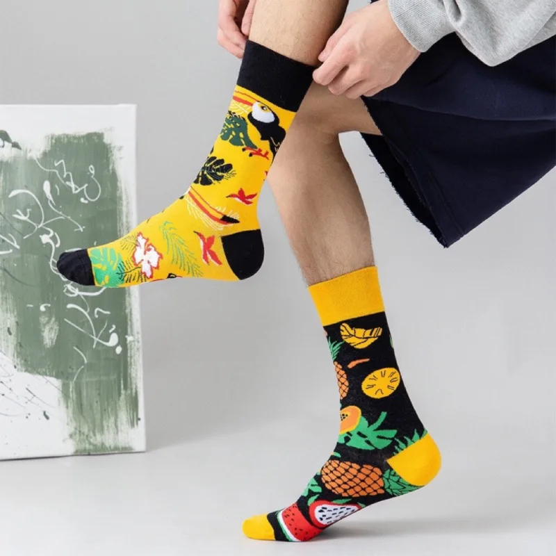 Men Women Novelty Fun Dress Socks Creative Colorful Couple Style AB Fashion Personality Trend Cartoon jacquard Cotton Crew Socks