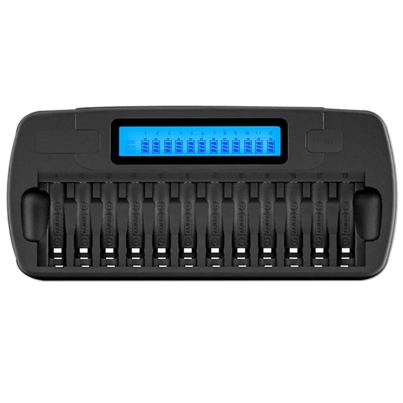 PHILE-AA AAA 12 Slots 1.2V Ni-MH Ni-CD Rechargeable Battery LCD Display Fast Smart For 9V 3.7V Batteries