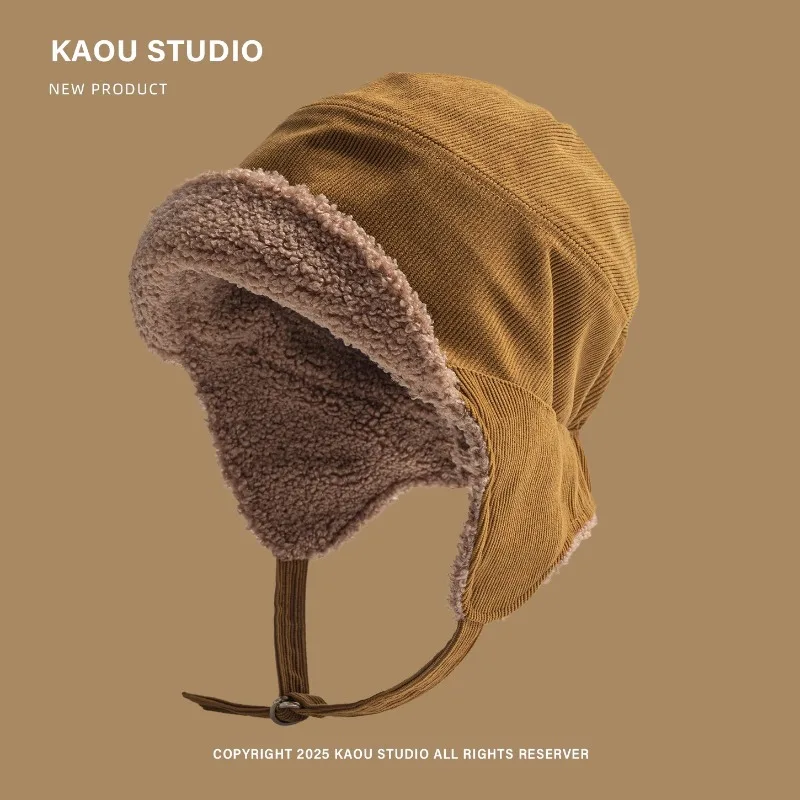 الخريف والشتاء جديد الرجعية سروال قصير الطيار قبعات للرجال والنساء في الهواء الطلق ركوب الدافئة سدادات حماية الأذن الترفيه أفخم منفذها القبعات #6