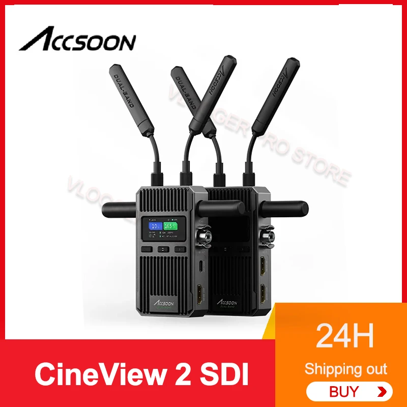 ACCSOON-sistema de transmisión de vídeo inalámbrico CineView 2 SDI, Kit de transmisión de vídeo para Monitor HD, rango de 1500 pies, 1080P