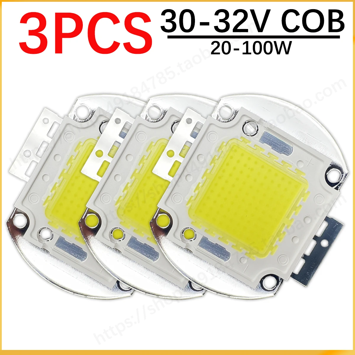 

3PCS High Power COB Chip 10W 20W 30W 50W 100W Warm Natural White For DIY Outdoor Lighting Foodlight LED Bulbs