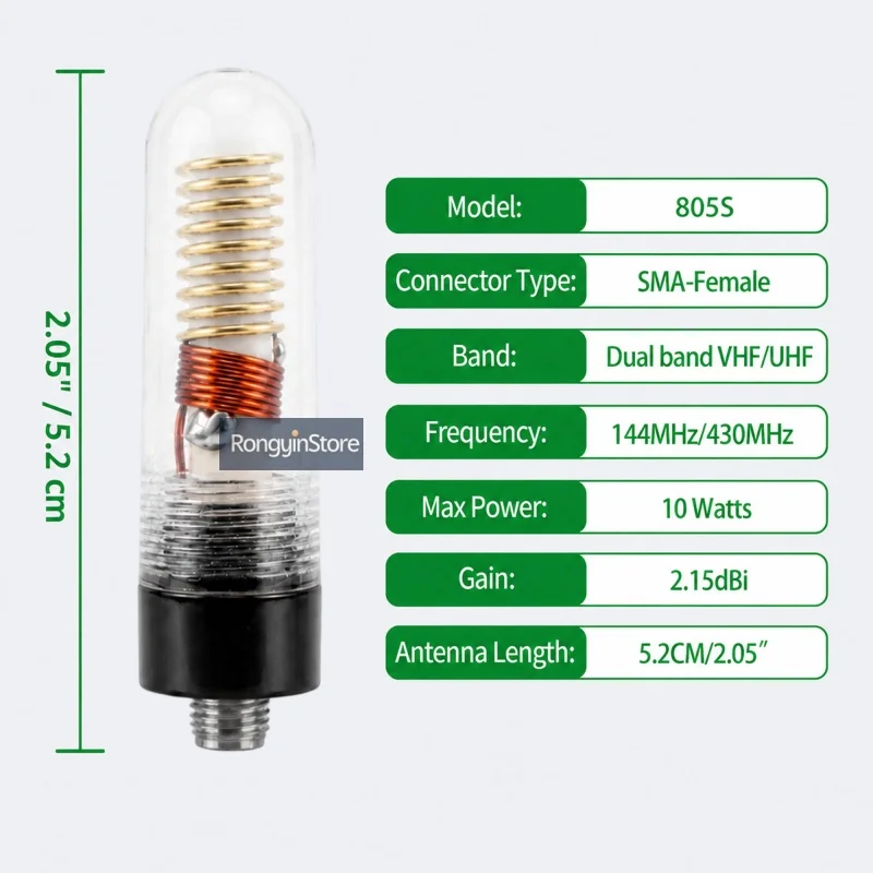 805S SMA-Female Dual Band Antenna Transparent for Baofeng Walkie Talkie UV-5R UV-5R Mini UV-32 SW-9 5RH Two Way Radio Accessory