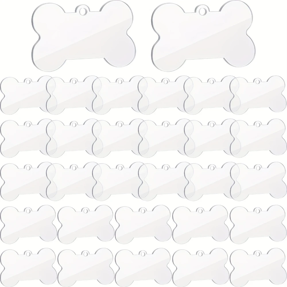 20/30 Uds. Acrílico prensado transparente en blanco, adorno artesanal de hueso de perro, disco acrílico prensado transparente, decoración de pared, etiqueta navideña, decoración navideña