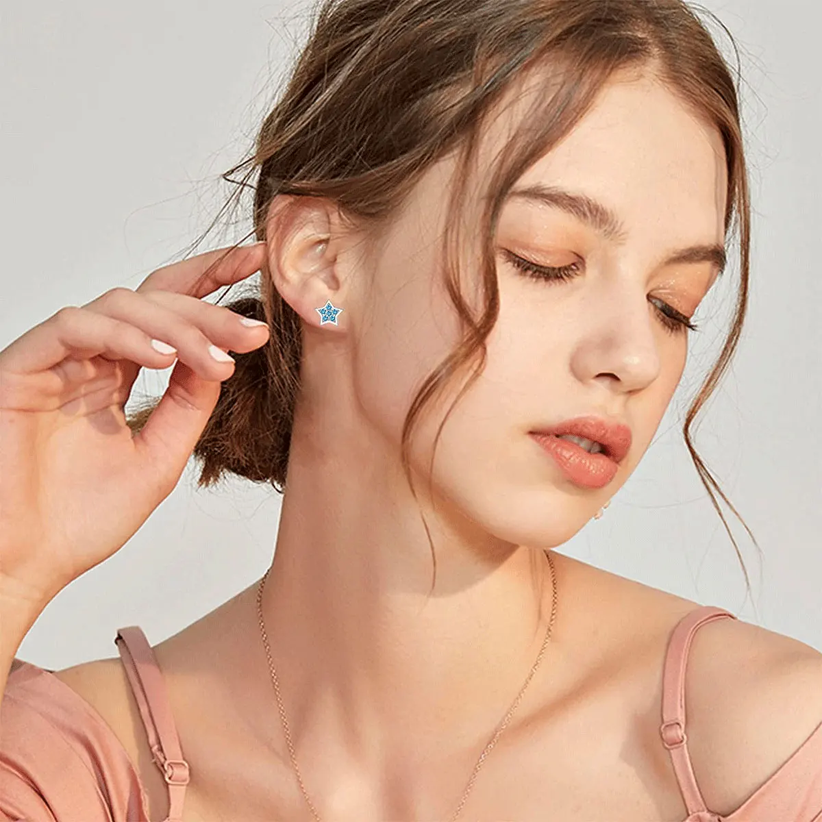 4 pairs of stylish stud earrings for ladies and girls, stainless steel star/Rainbow/butterfly perforated jewelry