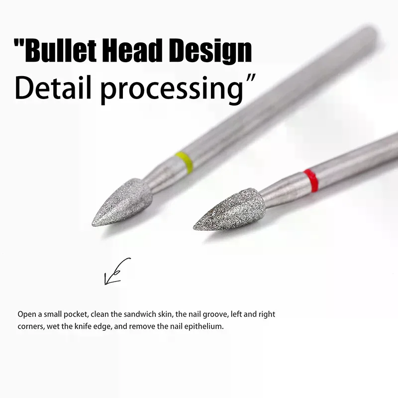 Brocas para unhas 3/32 '', cabeça de bala, fresa elétrica para manicure, cutícula rotativa, ferramentas limpas para unhas