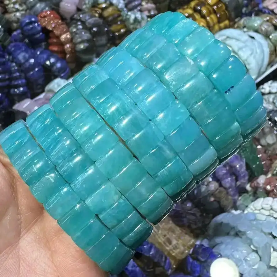 

Blue Amazonite Stone Natural Gemstone Jewelry Bangle Bracelet for Woman for Man for Gift Wholesale !