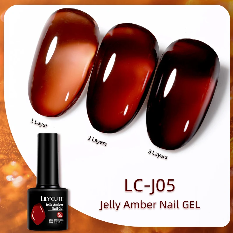 LILYCUTE 7ML Jelly Amber Gel Nagellak Bruin Kristal Doorschijnend Doffe Kleur Nail Art Gel Semi Permanente UV Gel Polish vernis