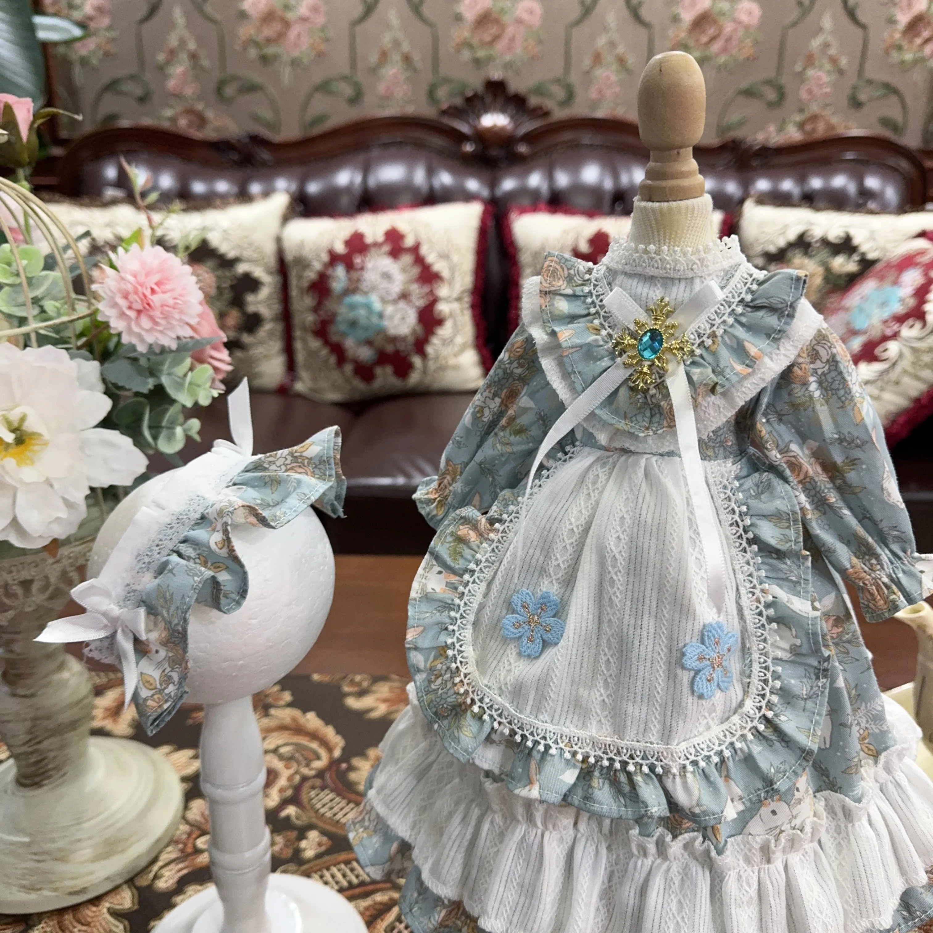 1/6 1/4 1/3 BJD Dress + Hairpin Doll cute pastoral multicolor set for 1/3 1/4 1/6 BJD SD DD 1/6 Blyth doll accessories
