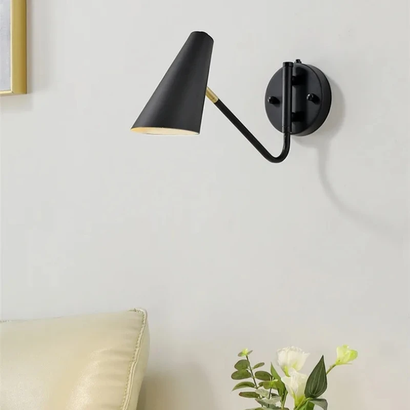 Nordic Retro Rocker Arm Wall Lamp Minimalist Bedroom Bedside Reading Wall Light Telescopic Folding Eye Protection LED Lighting