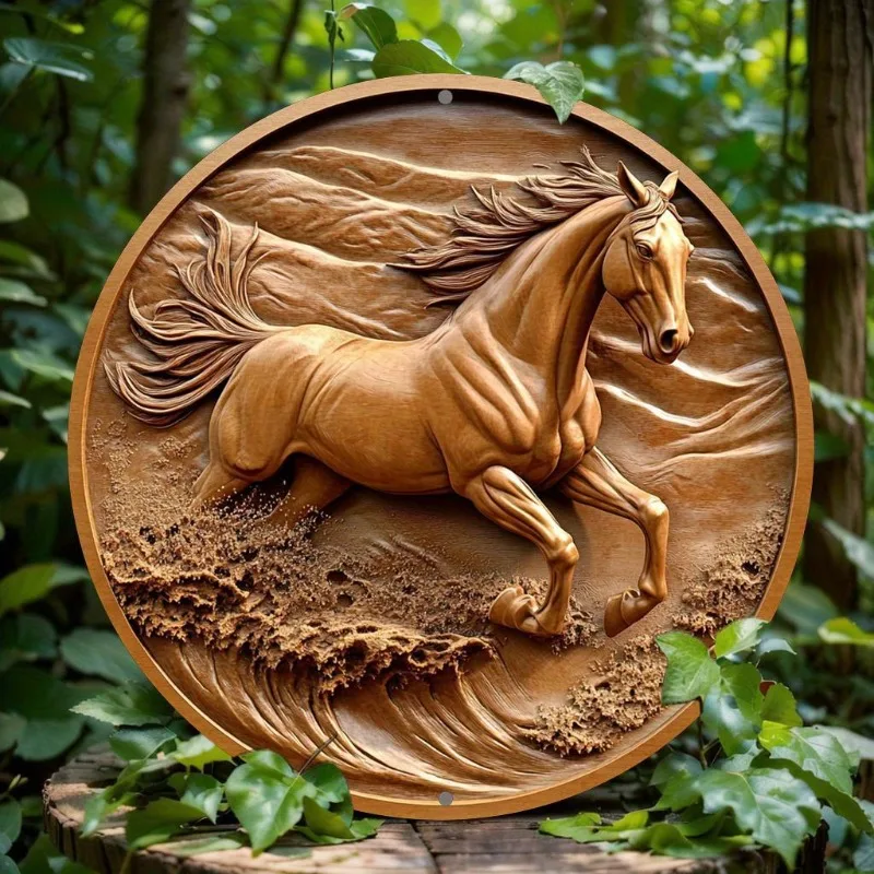 

Artistic Aluminum Horse Wall Decor Sign, Flat Print, Easy Installation, Pre-Drilled Holes, Ideal for Home, Office, Holiday Gift