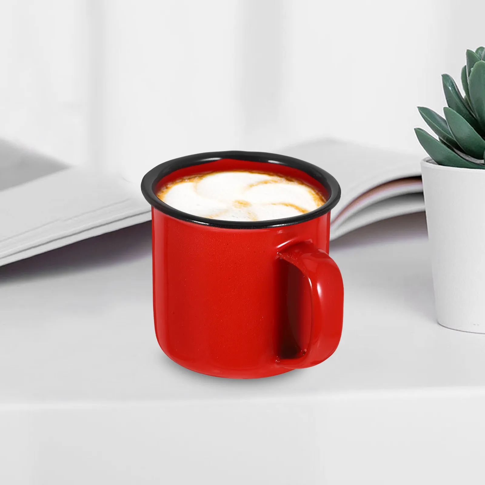 6Pcs Enamel Tea Cup Vintage Drinking Mug Water Coffee Juice Multifunctional Home Office Enamel Water Cup Tea Mug