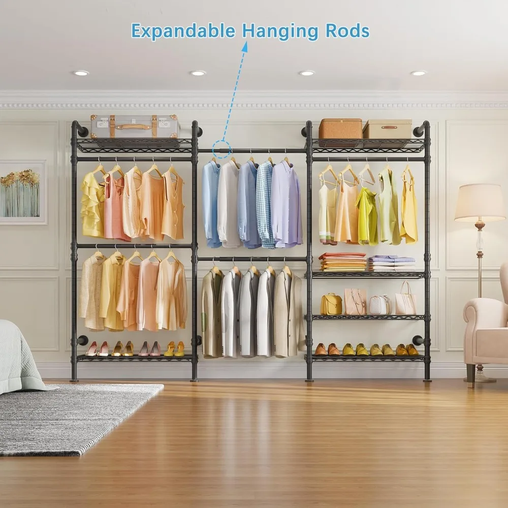 رف ملابس على شكل L3 L، رف ملابس عالي التحمل لتعليق الملابس، ملابس صناعية قابلة للتوسيع مثبتة على الحائط