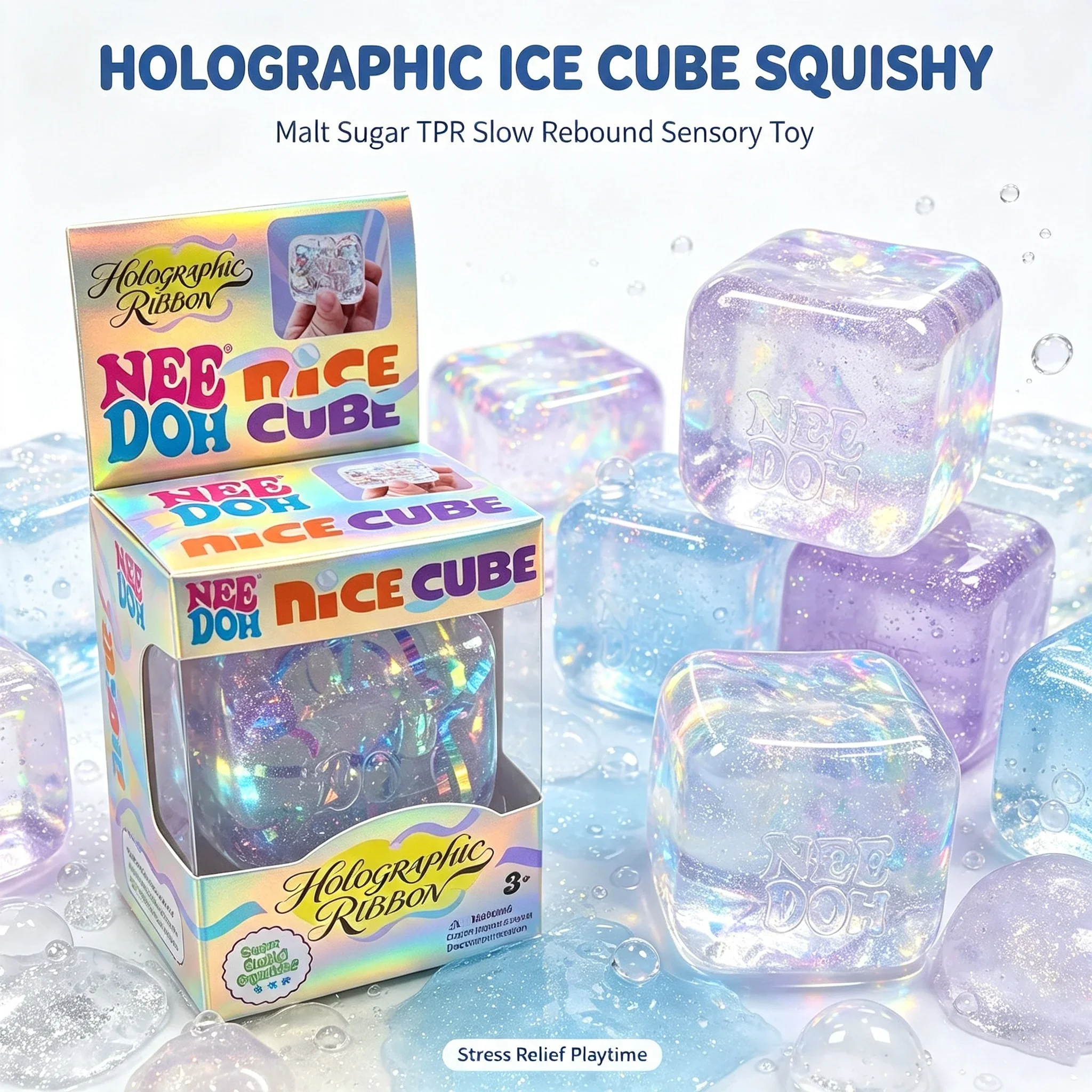 Schylling NeeDoh Nice Cube Sensory Squeeze Toy Super Solid Squish Stress Relief Anxiety Relief Tool Stress Reliever for Sensory