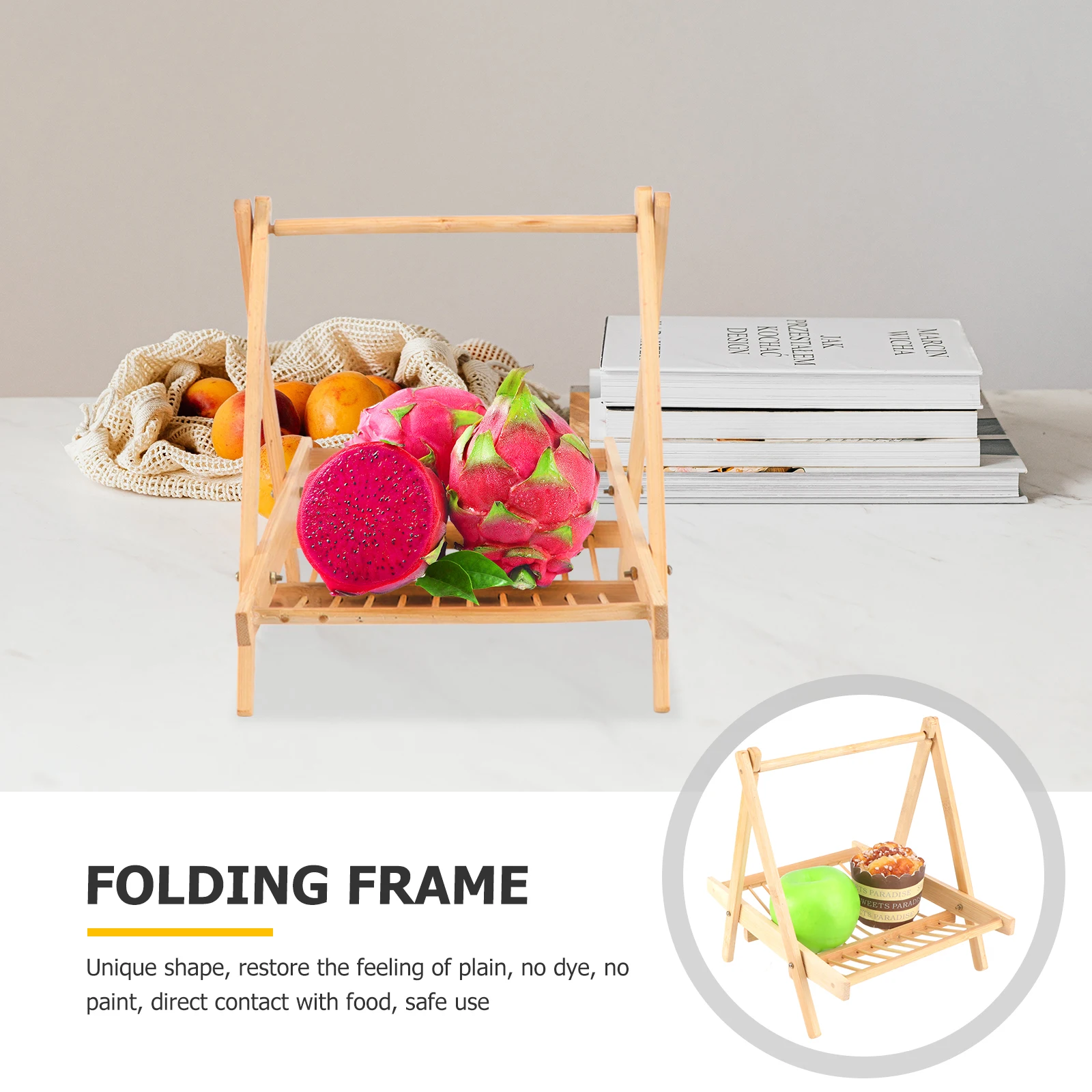 

1 шт. складная корзина с фруктами, бамбуковый поднос для еды для ресторана, настольное хранилище, полая стойка для фруктов, просторная, легко чистящаяся витрина