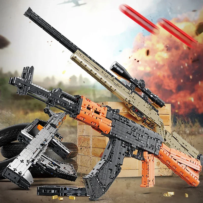 AK47 Rifle AWM Sniper Gun Assembled Building Blocks Military Model MOC Army Firearms Series Bricks Kid Toy Boy Gift for holiday