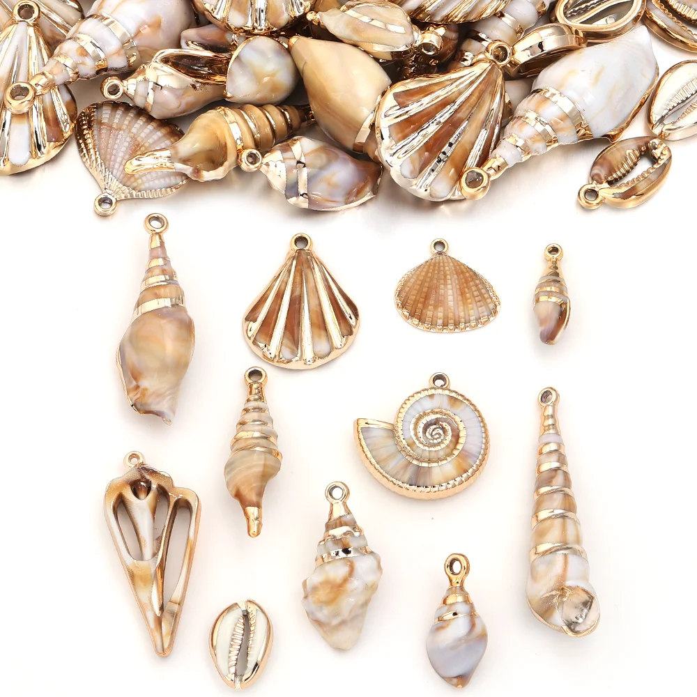 5-10 pçs/lote oceano acrílico pingente concha vieira encantos para fazer jóias diy colar pulseira brincos chaveiro