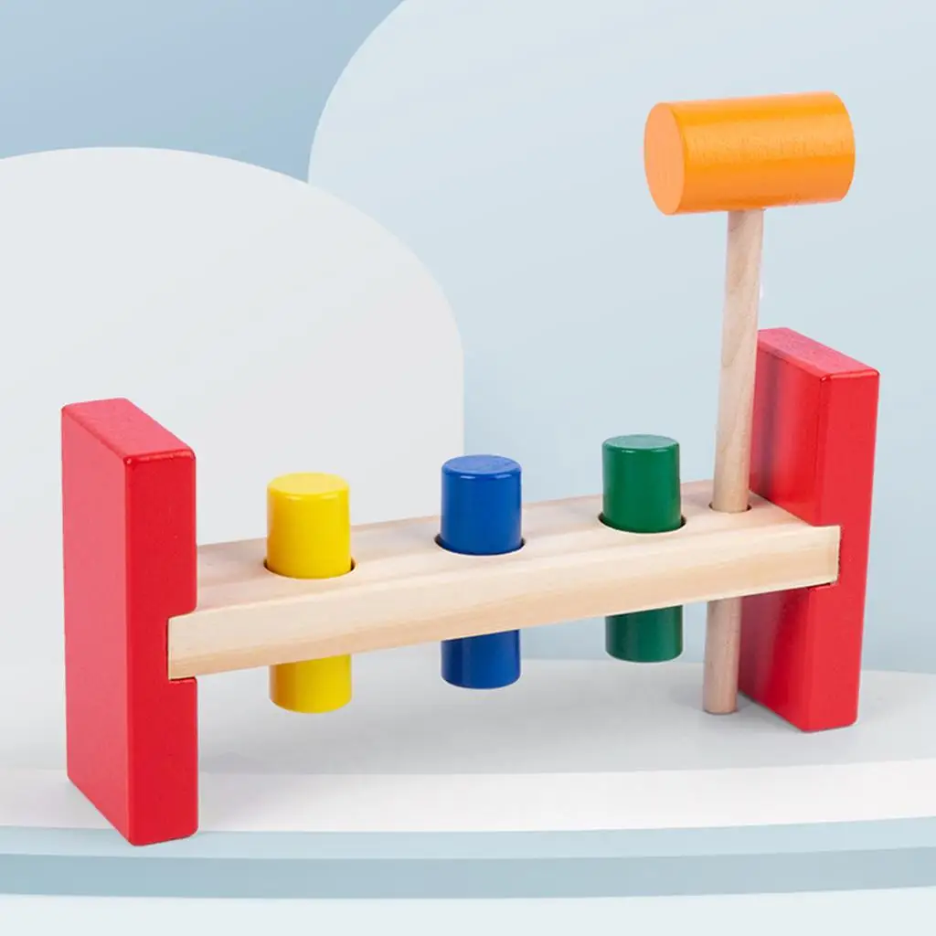 

Montessori Wooden Hammer Toy Pounding Box Toddler Children Presents Game