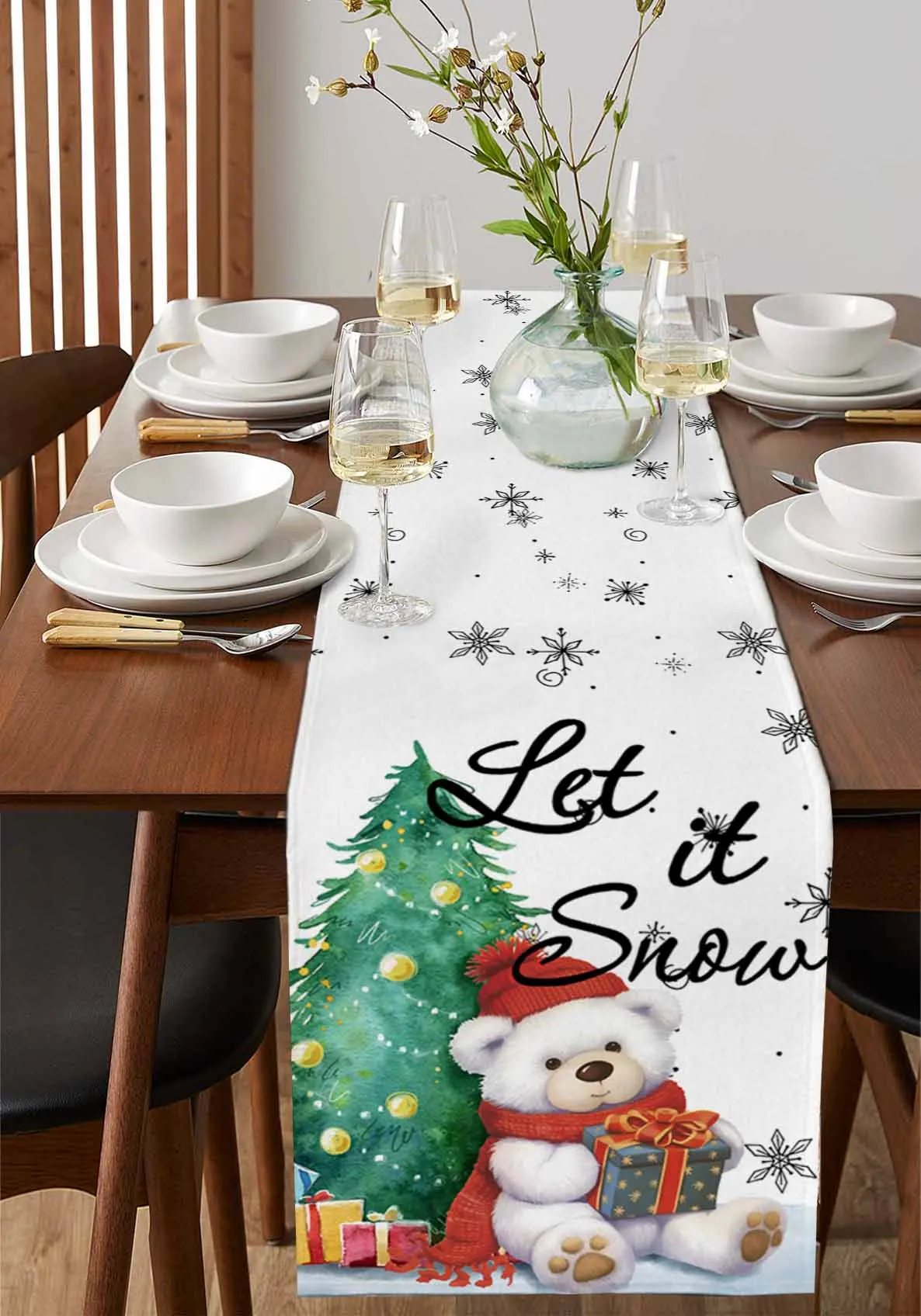 Christmas Snowflakes Retro Koala Table Wedding Decor Table Cover Holiday Party Coffee Table Decoration Tablecloth