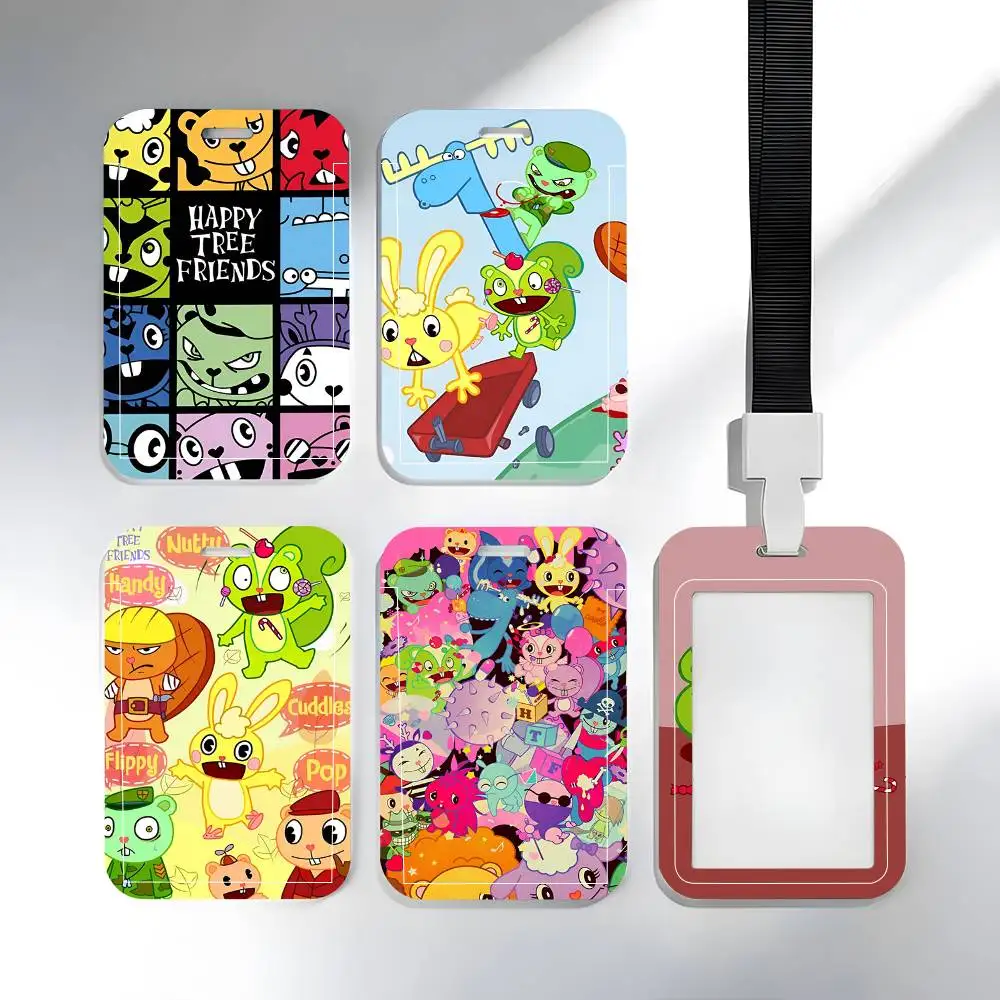 Cartoon H-Happy Tree Friends Lanyard Card Holders Student ID Card Holders Neckband Card Holders Access Control Accessories Gifts