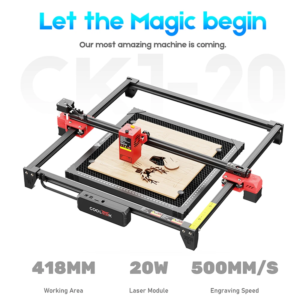 Coolook CK1-20 آلة الحفر بالليزر 20 واط APP واي فاي التحكم عالية الدقة المعادن الليزر حفارة الاكريليك الخشب آلة القطع باستخدام الحاسب الآلي #2