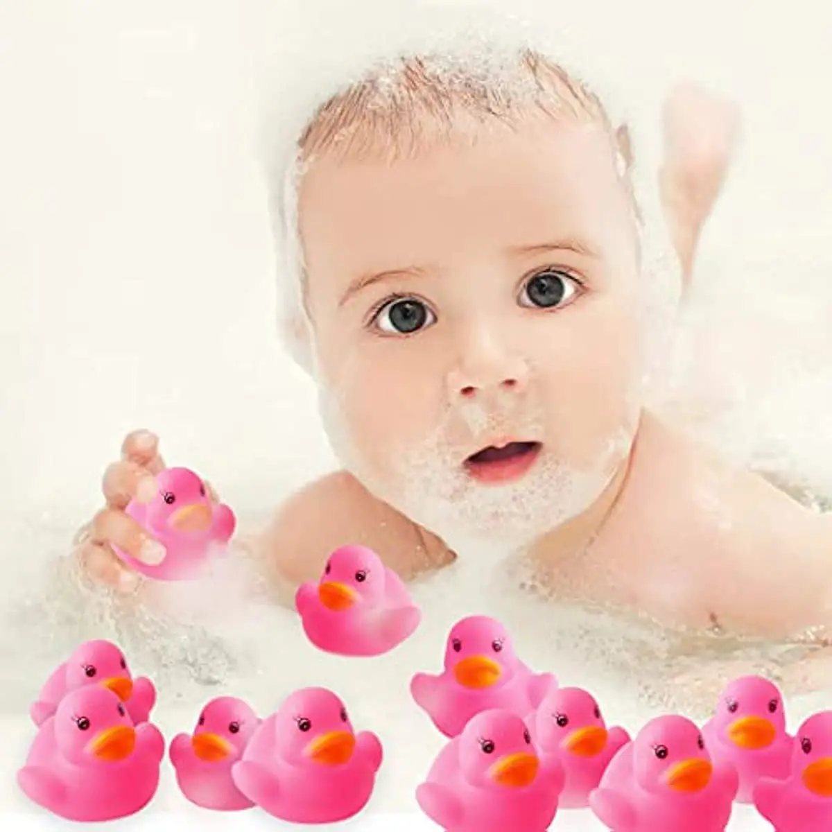 20PCS Rubber Duck Baby Bath Toys Pink Rubber Ducks Float Squeak Duckies Gift for Baby Toddler Infant Shower Swimming Pool Party