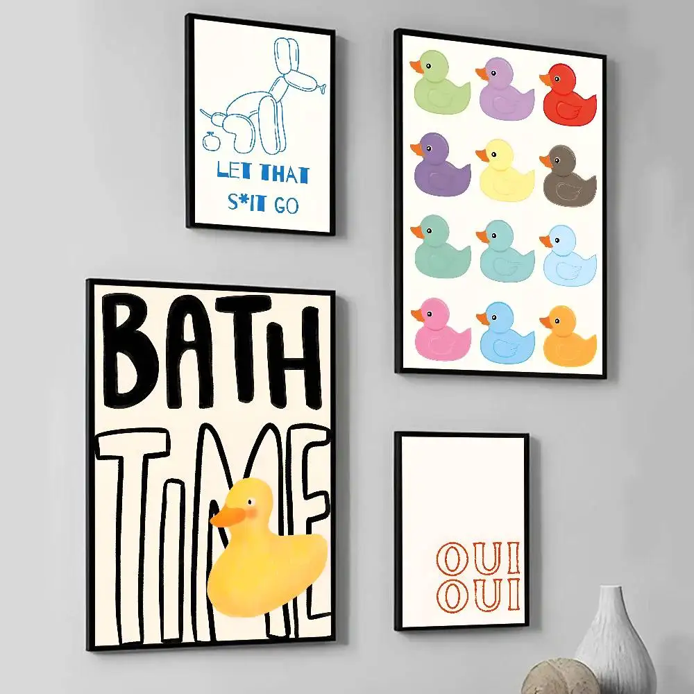 Lustige Badezimmer-Gummi-Ente, waschen Sie Ihre Hände, schrullige Zitate, Poster, selbstklebende Kunst, Raum, Eingang, Restaurant, Wanddekoration, Gemälde