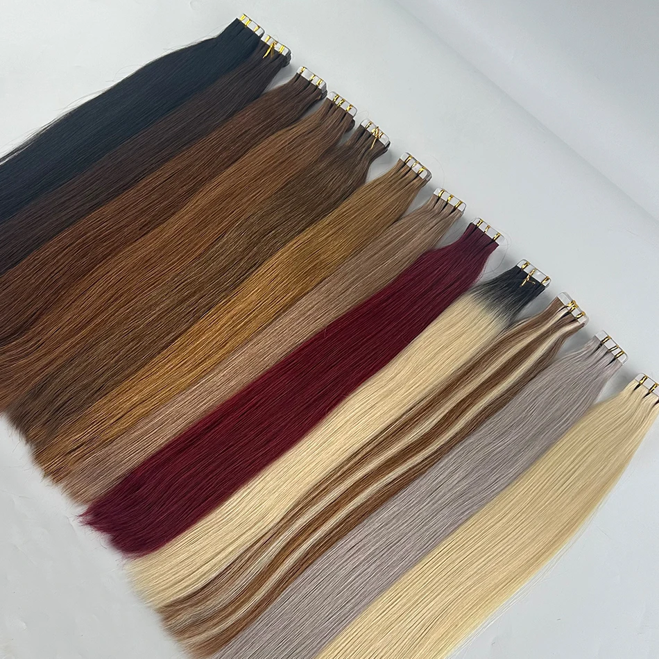 Doczepiane włosy Shinehair na taśmie, prawdziwe naturalne włosy ludzkie, wietnamskie włosy ludzkie, proste, bezszwowe pasma na taśmie dla kobiet.