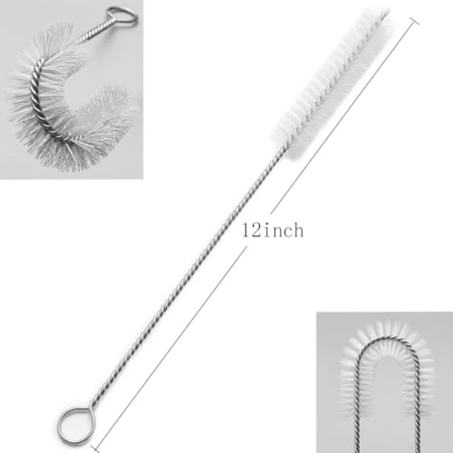 12 Inch Extra Long Straw Brush Cleaner 10 Pack,Flexible Nylon Tube Cleaning Brushes with 0.4 Inch Bristle Head, Rust-Proof Stai