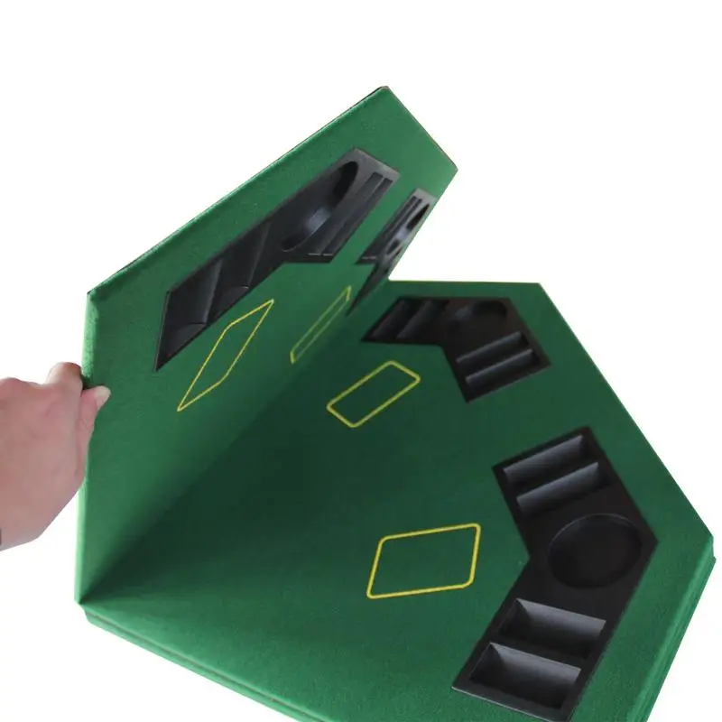 طاولة بوكر قابلة للطي مقاس 48 بوصة لـ 8-Player Texas Hold'em Octagon Casino Game، حصيرة تخطيط محمولة باللون الأخضر