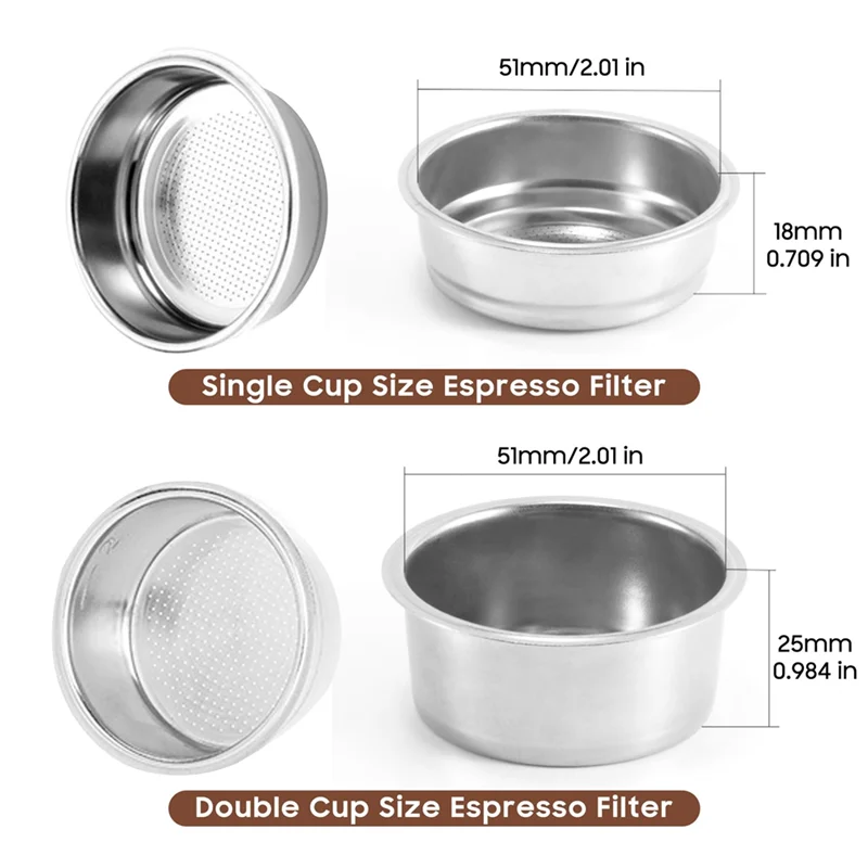 A83X-51Mm Filter Espresso Bertekanan Baske Filter Kopi Dapat Digunakan Kembali Set Filter Kopi Dapat Digunakan Kembali
