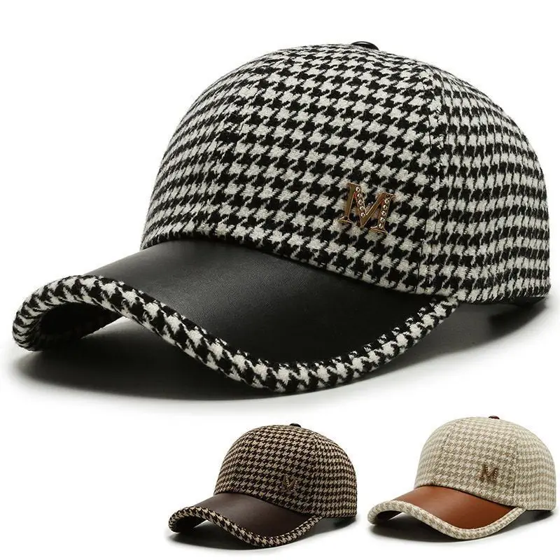 Fashion autumn and winter women's baseball cap outdoor splicing PU leather duckbill cap versatile women's hat