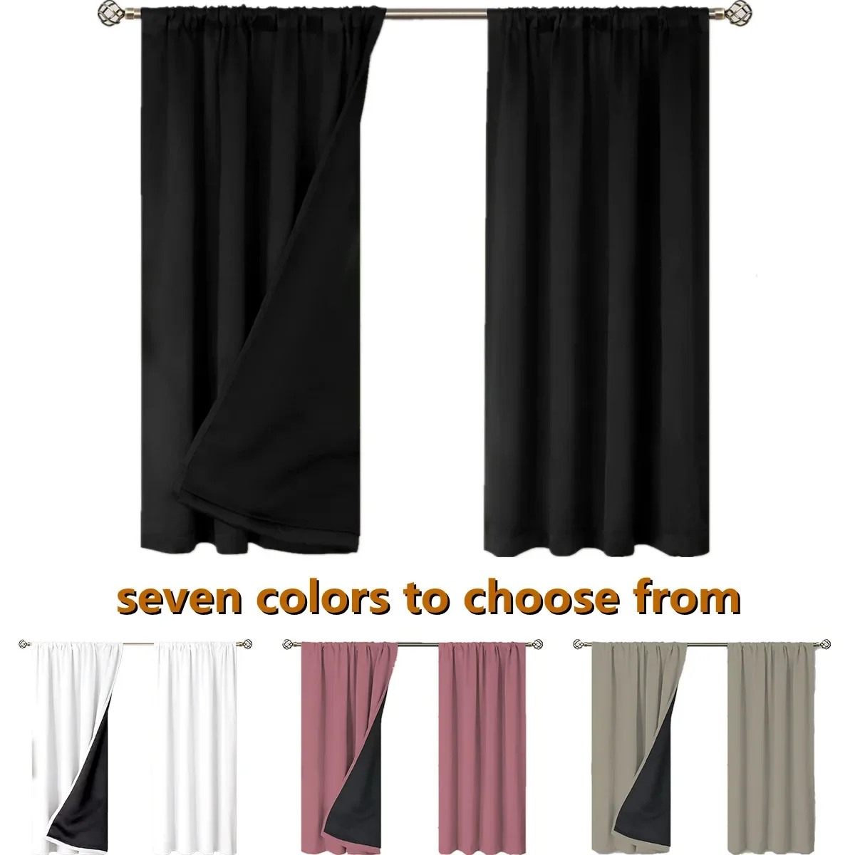 1PC Solid Thicker Curtains Color Balckout Curtain Full Shading and Sun Protection 100% Blackout Curtains Outdoor Curtains 단색 커튼