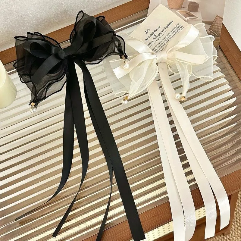 Grande griffe de cheveux en Organza, nœud en Satin, ruban, épingles à cheveux de printemps, support queue de cheval, accessoires pour femmes, ornements, couvre-chef