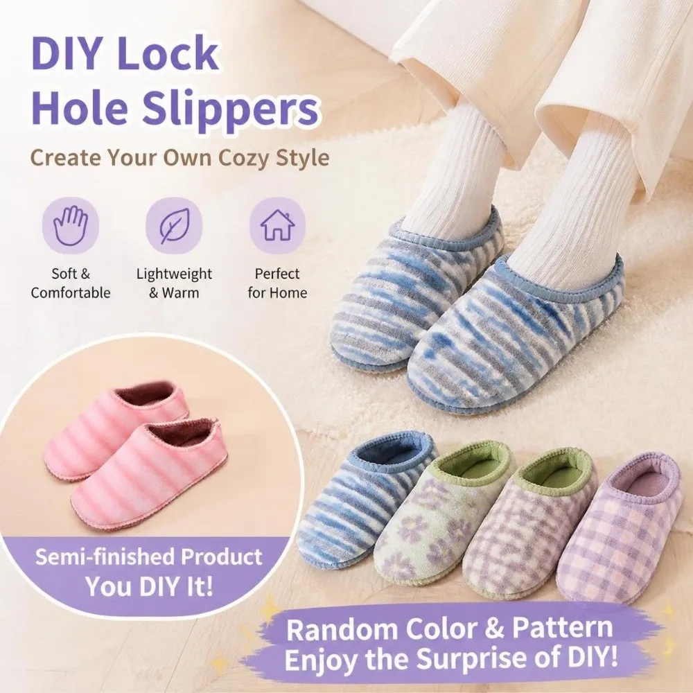 1 Pair Durable Yarn Shoe Upper Sponge Lining Mid-Top Semi-Finished Shoe Upper Aircraft-Style Pre-Sewn House Slipper Upper Indoor